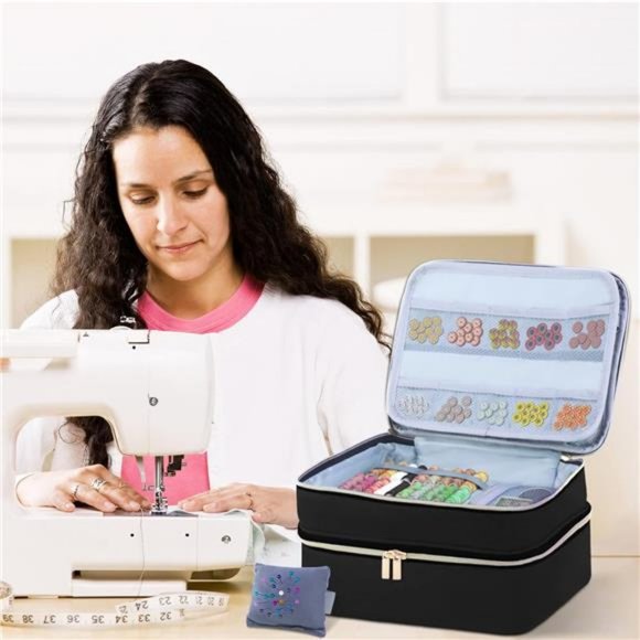 Sewing Supplies Organizer Bag, Double-Layer Sewing Box Organizer Storage Bag - Picture 5 of 7